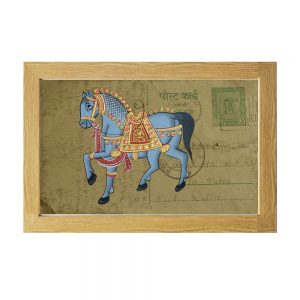 Antikcart Marvelous Post Card Painting Of Palace horse - framed