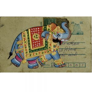 Antikcart Palace Elephant Painted on Ancient Postcard Painting