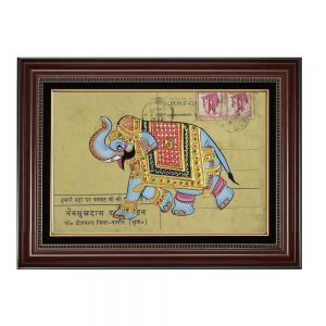 Antikcart Palace Elephant Painted on Ancient Postcard Painting