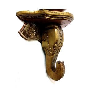 Antikcart Rajasthan Handcrafted Multicolor Elephant Head Wall Stand main pic