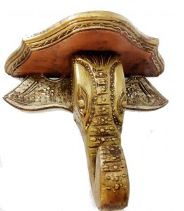 Antikcart Rajasthan Handcrafted Multicolor Elephant Head Wall Stand main pic