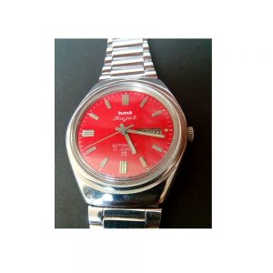 Antikcart Red Dial Stainless Steel Strap HMT Rajat Wrist Watch by Antikcart watch