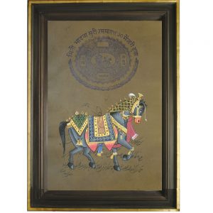 Antikcart Royal Painting of Palace Horse on Stamp Paper- Framed Painting view