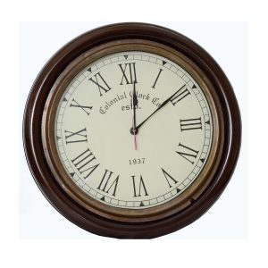 Antikcart Teak Finish Vintage Colonial Classic Wall Clock Decor