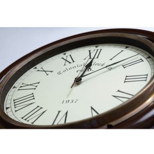 Antikcart Teak Finish Vintage Colonial Classic Wall Clock Decor