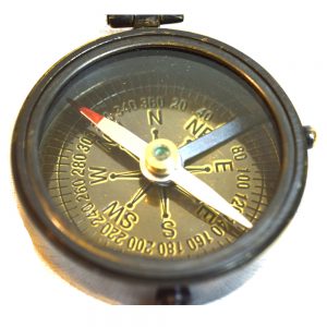 Antikcart Vintage London Royal Navy Brass Compass close view