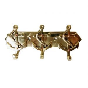 Antikcart full brass wall hanger with hooks ship anchor figure