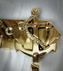 Antikcart full brass wall hanger with hooks ship anchor figure