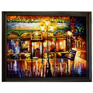 Cafe Jazz Knife Palette Canvas oil Painting by Antikcart 1000x1000