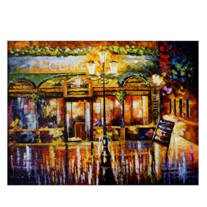 Cafe Jazz Knife Palette Canvas oil Painting by Antikcart 1000x1000