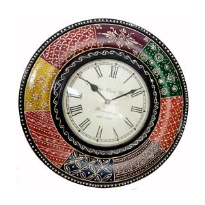 Chandramukhi Rajasthani wooden hand crafted Minakari Wall Clock by antikcart
