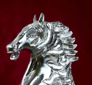 Antikcart Handcrafted White Metal Rare Horse Model Statue
