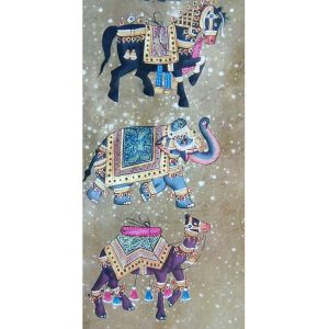 Antikcart Palace Animals Royal Painting on Vintage Stamp Paper close view