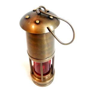 Red Colour Vintage Brass Marine Lamp by Antikcart top