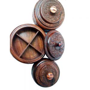 Rosewood Hancarved Beautiful Dry Fruit Set by Antikcart