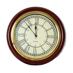 Teak Finish Classic Wall Clock Decor by Antikcart