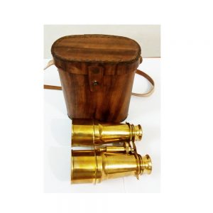 Vintage Full Brass Binocular with Leather Case by Antikcart in case