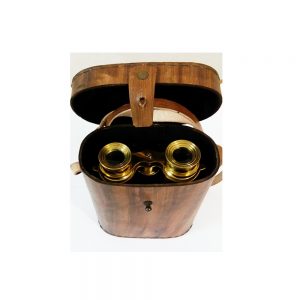Vintage Full Brass Binocular with Leather Case by Antikcart in case