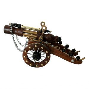 Vintage Style Brass Wooden Canon by Antikcart