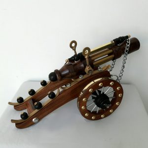 Vintage Style Brass Wooden Canon by Antikcart
