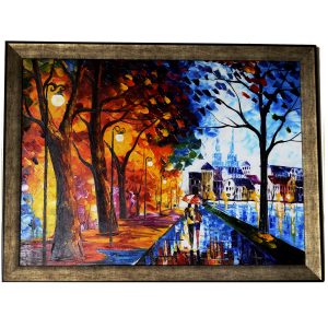 Walk the Love - Palette Knife Oil Painting On Canvas by Antikcart