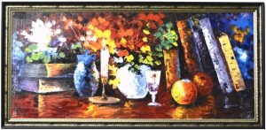 Dine Delighted Knife Palette Canvas oil Painting by Antikcart