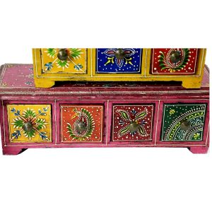 Antikcart Meenakari Artwork Wooden Drawer Chest
