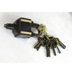 Antikcart Brass Antique Puzzle Lock with 3 keys collectible