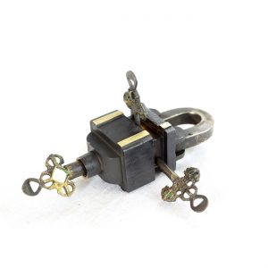 Antikcart Brass Antique Puzzle Lock with 3 keys collectible