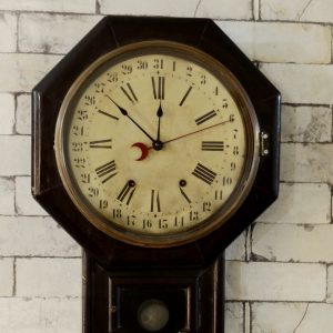 Antikcart Classic Vintage Ansonia Analog Calendar Clock on wall close