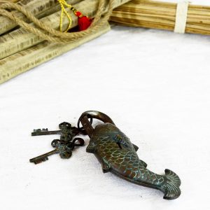 Antikcart Interesting Antique Fish Figurine Brass Lock collectible