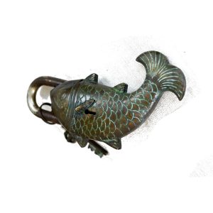Antikcart Interesting Antique Fish Figurine Brass Lock collectible