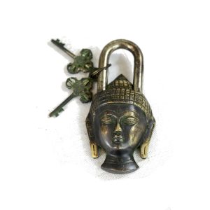 Antikcart Interesting Budha Face Vintage Brass Lock