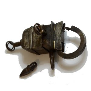 Antikcart Antique Brass Magic Lock with 3 Keys collectible open
