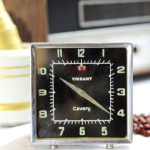 Antikcart Antique Decor Black Dial Vikrant Cauvery Time Piece Collectible close