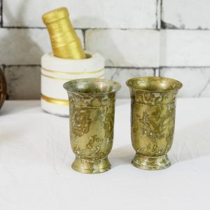 Antikcart Handcarved Antique Brass Water Tumbler - Beneficial for Health