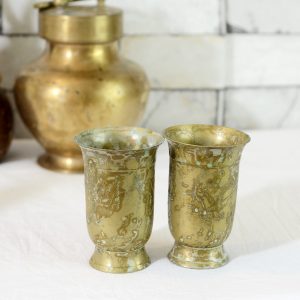 Antikcart Handcarved Antique Brass Water Tumbler - Beneficial for Health