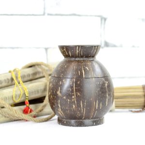 Antikcart Handicraft Long Coconut Shell Dry Fruits Container Decor Curio