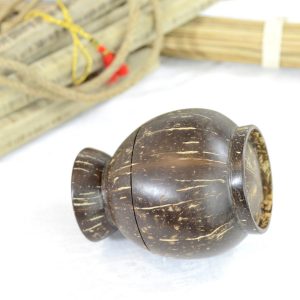 Antikcart Handicraft Long Coconut Shell Dry Fruits Container Decor Curio