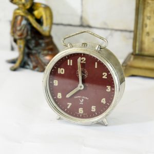 Antikcart Real and Antique Favre Leuba Red Dial Time Piece Clock decor collectible