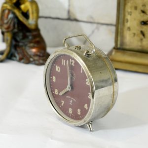 Antikcart Real and Antique Favre Leuba Red Dial Time Piece Clock decor collectible
