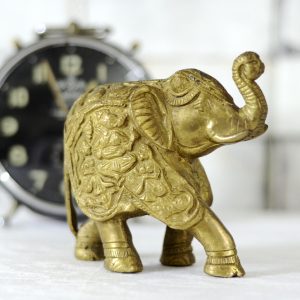 Antikcart 6 Inches Brass Elephant Statue Table Decor