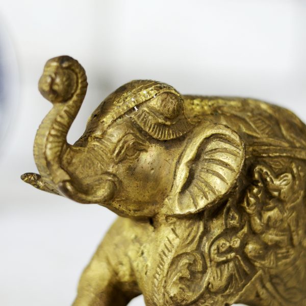 Antikcart 6 Inches Brass Elephant Statue Table Decor