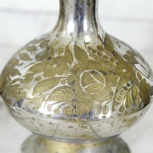 Antikcart 8 Inches Antique Floral Artwork Brass Kooja artwork