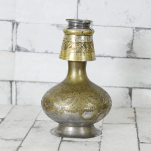 Antikcart 8 Inches Antique Floral Artwork Brass Kooja Collectible Antique Kooja