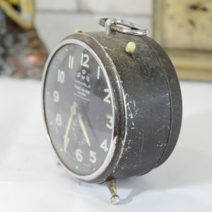 Antikcart Antique Wehrle 3 in 1 Jewelled Western Germany Table timepiece side view