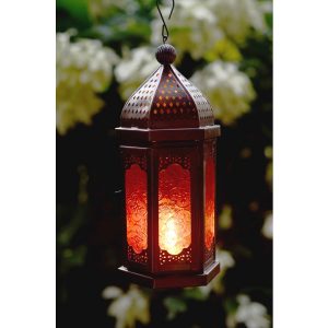 Antikcart Beautiful Style Glass Artwork Hanging Lantern Decor night lit view