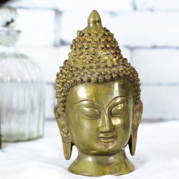 Antikcart Big size Brass Budha Head Sculpture Decor