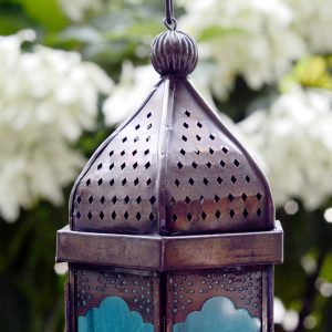 Antikcart Blue Elegant Moroccan Hanging Lantern top tomb PIC view