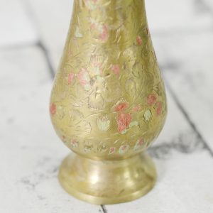 Antikcart Brass Golden Koftagiri Artwork Flower Vase close view